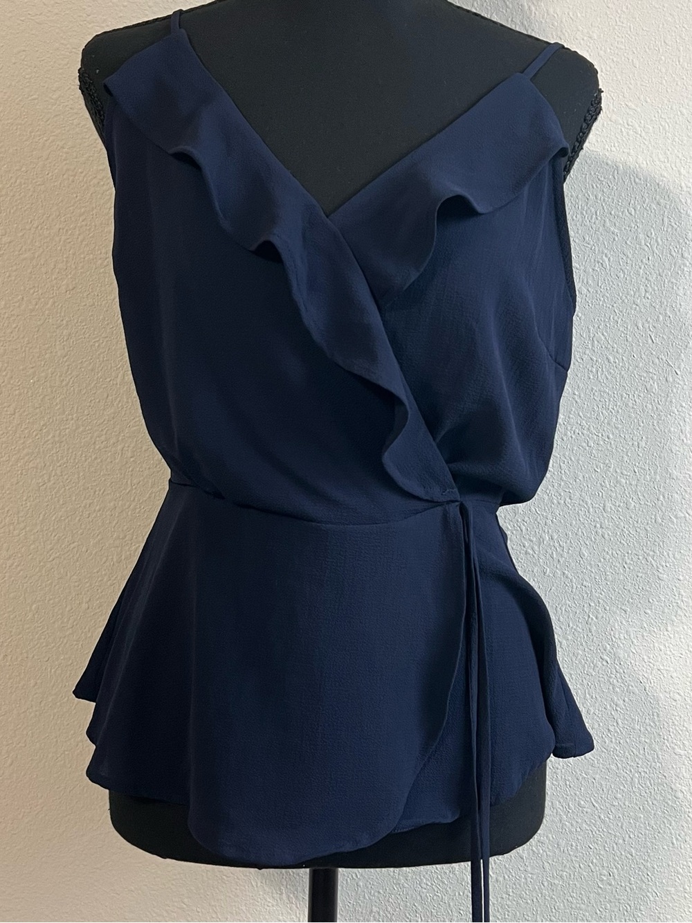 Monteau Navy Ruffle Wrap Camisole Medium